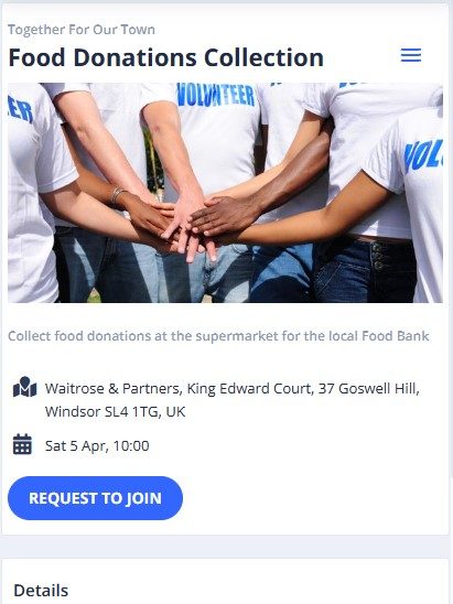 volunteering opportunity magic link for sharing